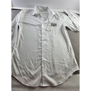 Uniqlo Mens Super Non-Iron Slim Fit Dress Shirt White Cotton M 331-470246